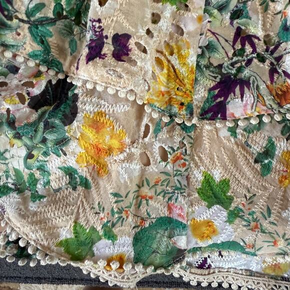 Alice+Olivia Crawford Floral Puff-Sleeve Minidress Est Sz 10/12 SEE DESCRIPTION - Picture 11 of 12